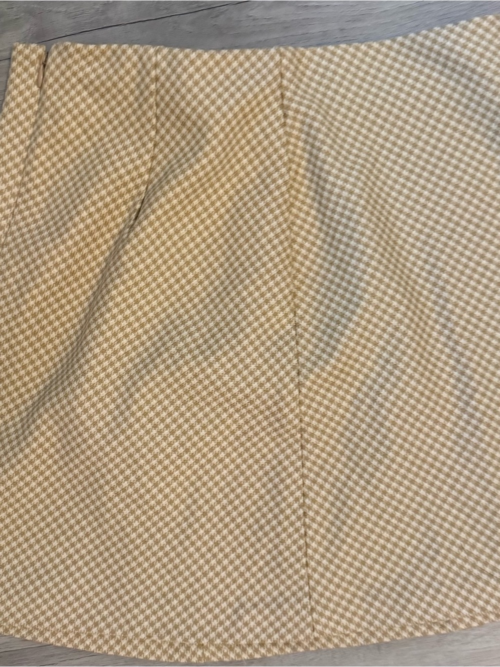 Wilfred Neutral Beige Houndstooth A-Line Skirt